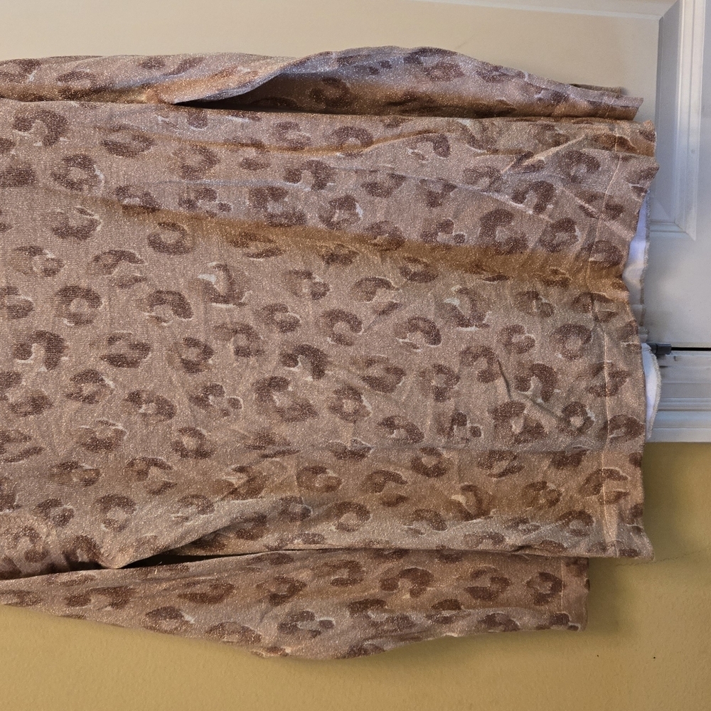 Old Navy Women Leopard Print Button Cardigan - Brown and Cream With Gold Sparkle - Picture 3 of 3